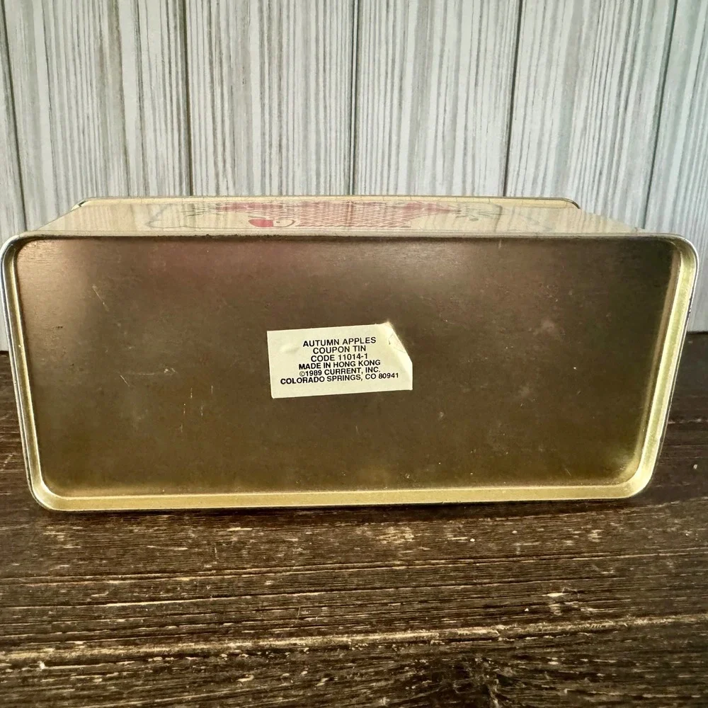 Vintage 1989 Current Inc Autumn Apples Coupon Tin Organizer Dividers Cottagecore